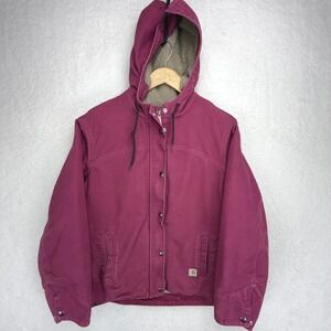 Carhartt Sandstone Berkley Jacket Sherpa Lined Women Medium 100657 654 Raspberry